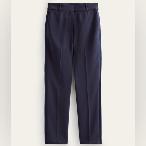 Boden Navy Blue Straight Leg Crepe Trouser Pants - Picture 1 of 10